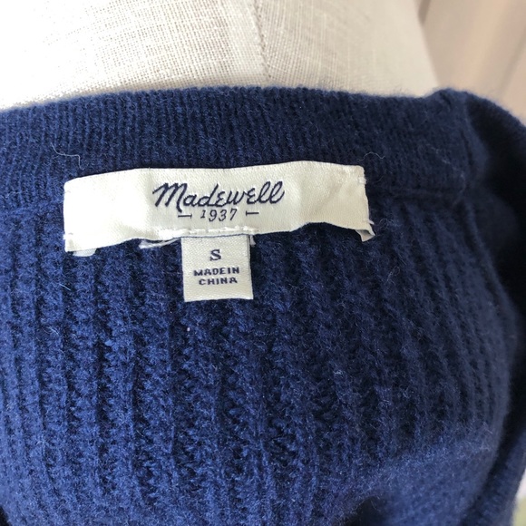 Madewell 💯% merino stadium striped sweater, leather elbow patches, item 07741 - Picture 6 of 7